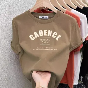 مجموعة اروين التجارية ARWEN&AJH GROUP 2024 European 2024 New Shoulder Brushed Cotton Short-sleeved T-shirt Women's Fashionable All-match Western Style Age-reducing Slimming Top Bottoming Shirt