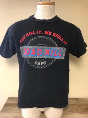 €€ Vintage Mens ROAD KILL CAFE You Kill It, We Grill It Black Short Sleeve Size Medium