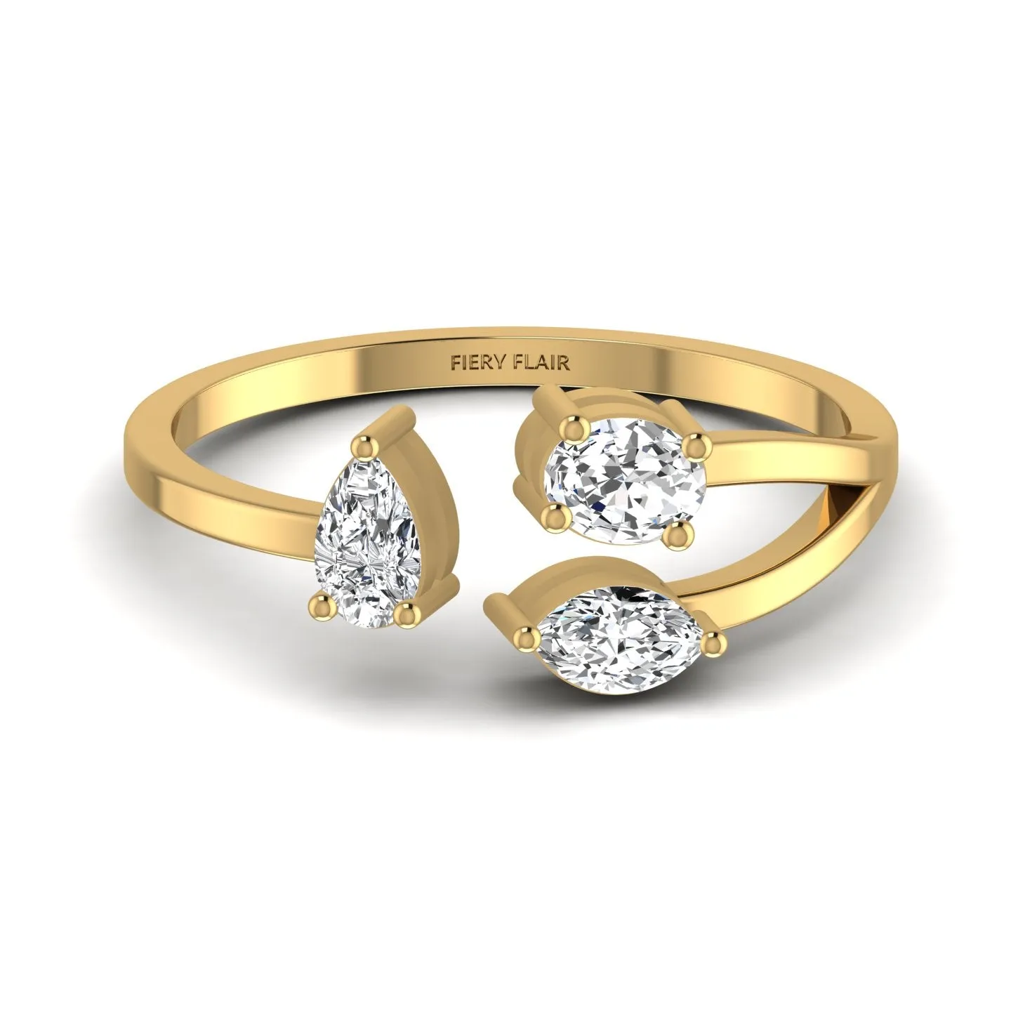 0.66CT Lustrous Three Diamond Open Ring