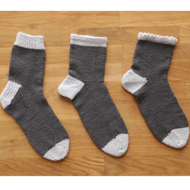 1, 2, 3, Knit Cuff-Down Socks Printed Pattern