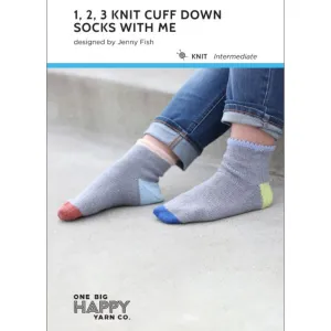 1, 2, 3, Knit Cuff-Down Socks Printed Pattern
