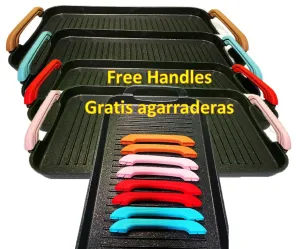 1 RIBBED double MARBLE griddle For ALL types of stoves with FREE Handles/1-COMAL acanalado de MARMOL de DOBLE parrilla para TODO tipo de ESTUFAS con agarraderas GRATIS