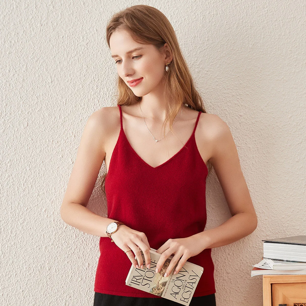 100% Cashmere Elegant V-Neck Camisole