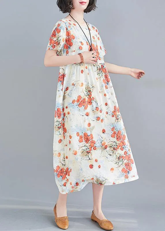 100% Print Summer Dresses Work Outfits Red Dress