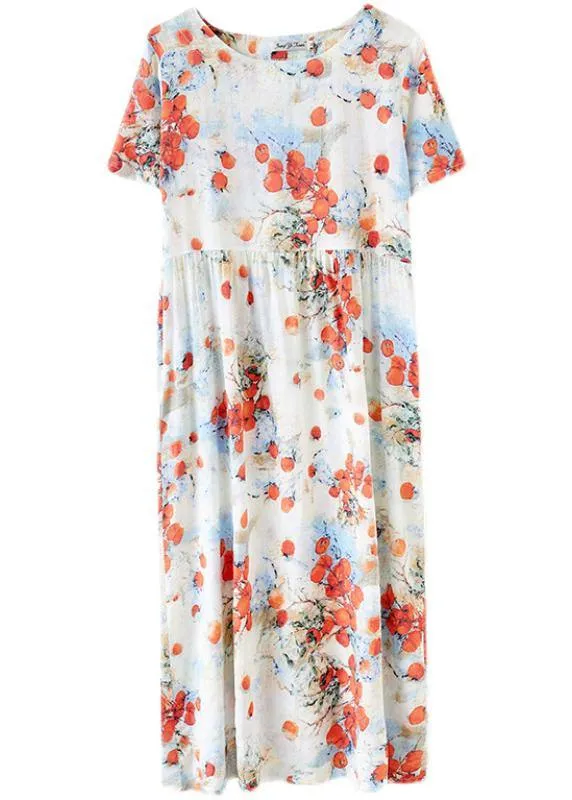 100% Print Summer Dresses Work Outfits Red Dress