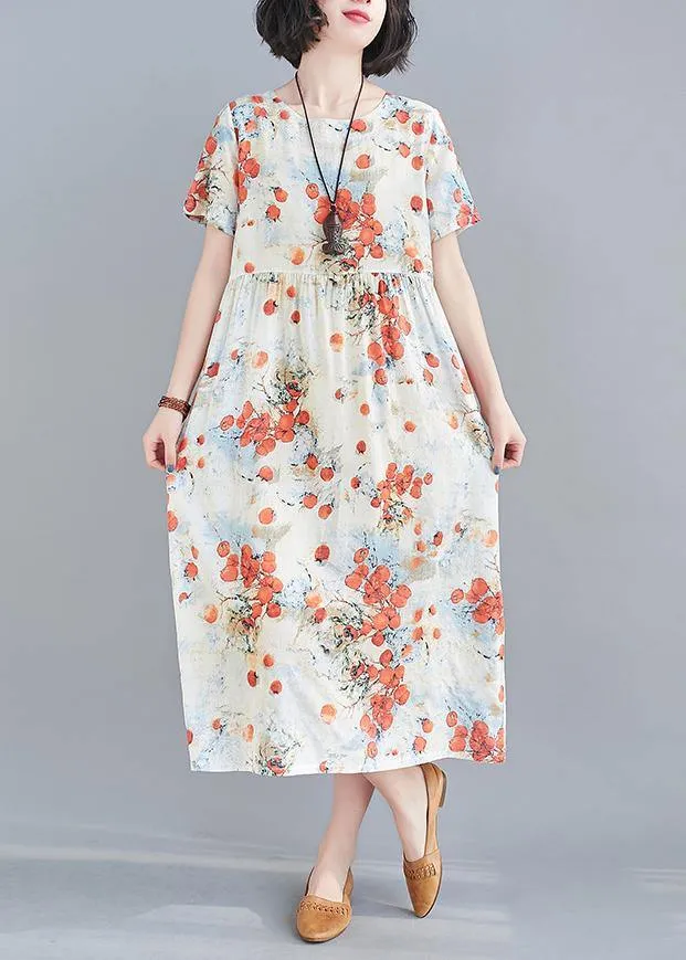 100% Print Summer Dresses Work Outfits Red Dress