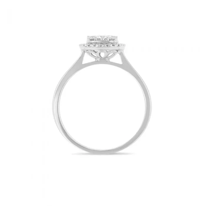 1/2 Carat Diamond Halo Ring in 9ct White Gold