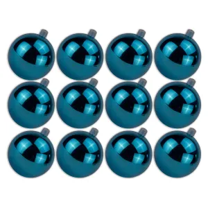 12 Pack 60mm 2.5" Shiny Aqua Ball Ornament with Wire and UV Coating