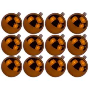 12 Pack 80mm 3" Shiny Orange Ball Ornament with Wire, UV Coated