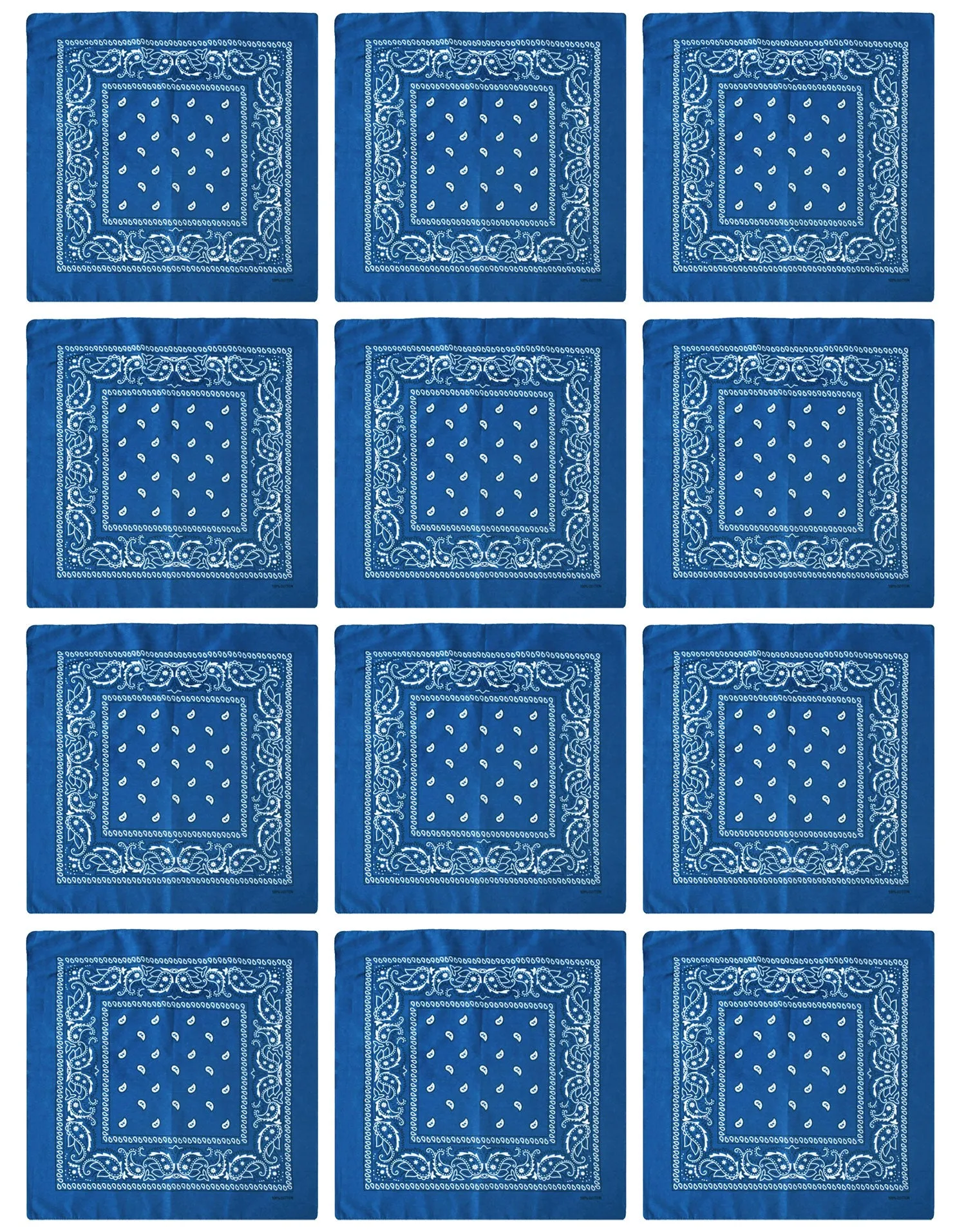 12-Pack Bandana Headband - Blue