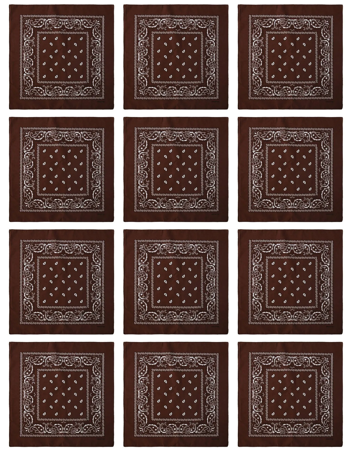 12-Pack Bandana Headband - Brown