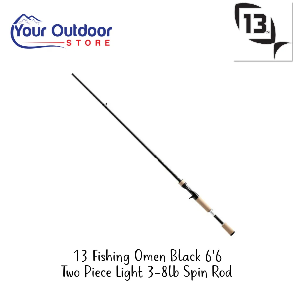 13 Fishing Omen Black 6'6 Two Piece Light 3-8lb Spin Rod