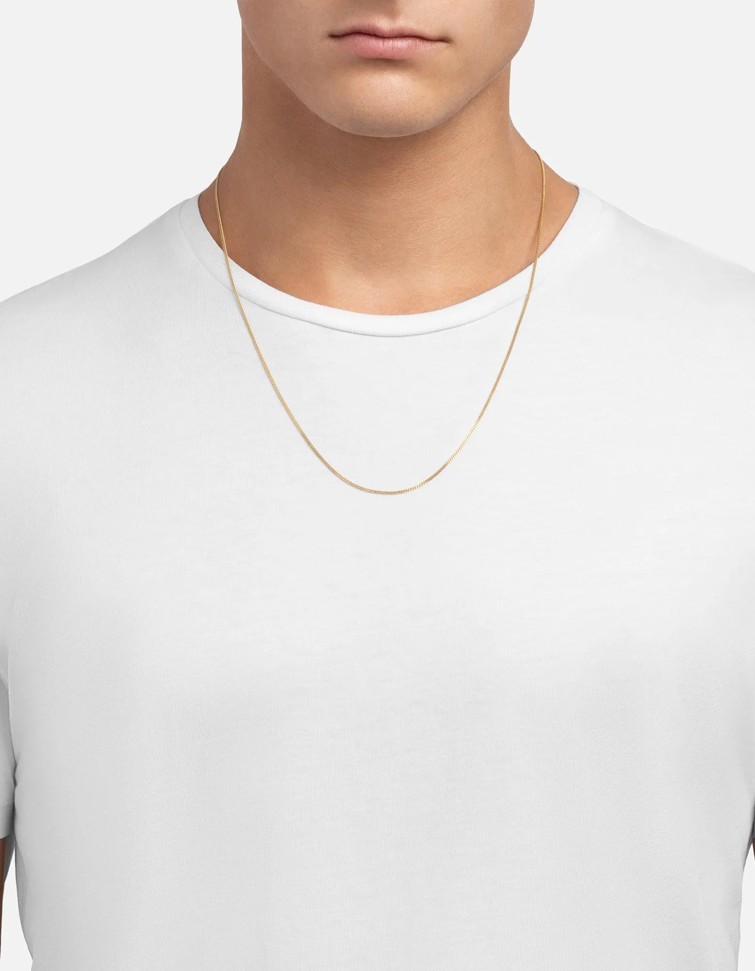 1.3mm Cuban Chain Necklace, Gold Vermeil
