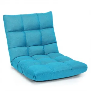 14-Position Adjustable Folding Lazy Gaming Sofa-Light Blue