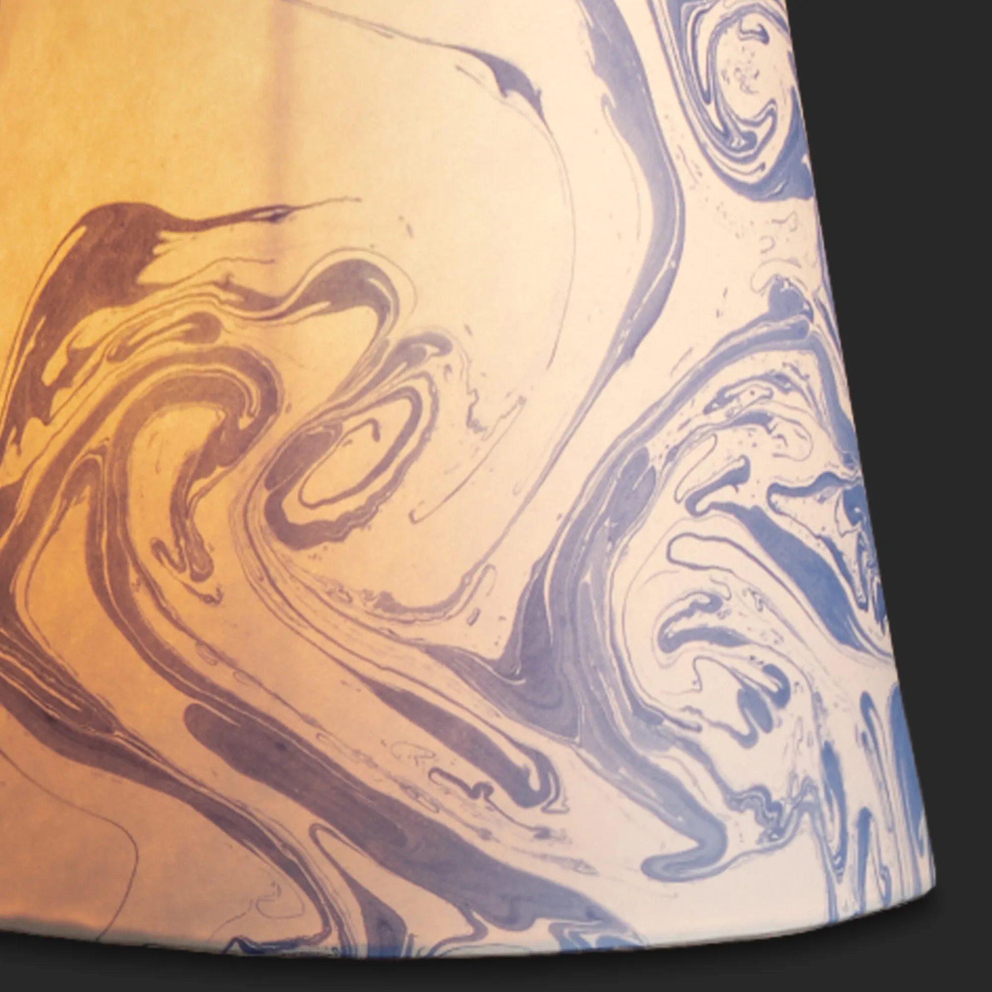 14cm tall tapered hand made marble paper shade in Tiber