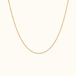 14K Solid Gold Rope Chain Necklace