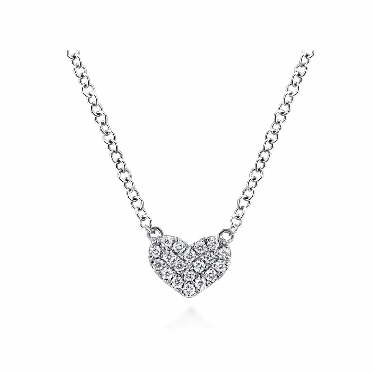 14K White Gold Pavé Diamond Pendant Heart Necklace - NK5450W45JJ