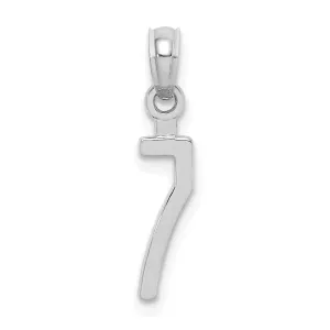 14K White Gold Polished Finished Block Script Design Number 7 Charm Pendant