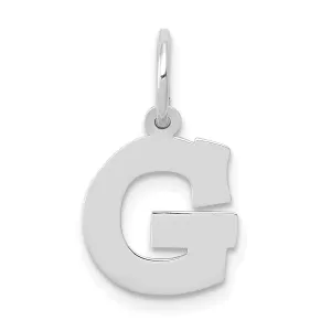 14k White Gold Small Block Design Letter G Initial Pendant
