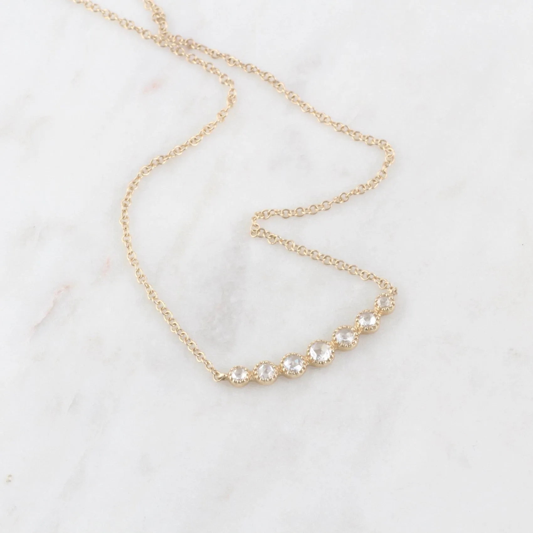 14k Yellow Gold & Graduated Rose Cut Diamond Bar