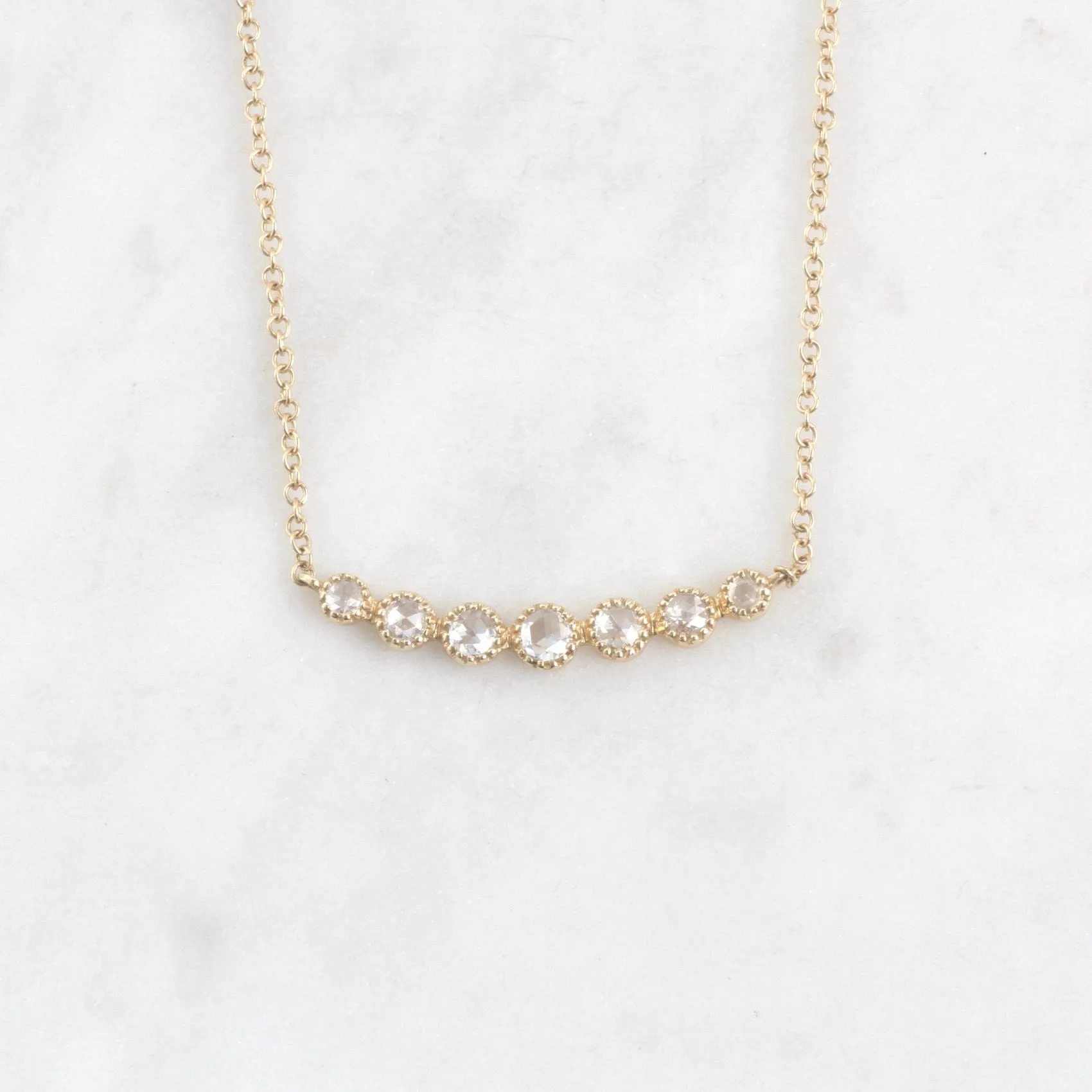 14k Yellow Gold & Graduated Rose Cut Diamond Bar