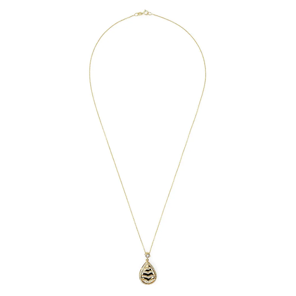 14K Yellow Gold Diamond Teardrop Pendant, 0.38 TCW