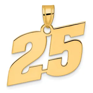 14k Yellow Gold Polished Finish Block Script Design Number 25 Charm Pendant