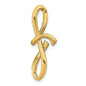 14k Yellow Gold Script Design Large Letter F Initial Slide Pendant