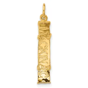 14k Yellow Gold Solid Polished Textured Finish 3-Dimensional Mackinac Bridge Charm Pendant