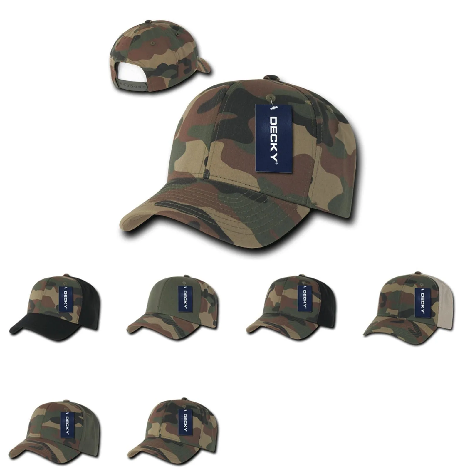 15 Lot Decky Cotton Camouflage Baseball Hats Caps Snapback Wholesale Lots