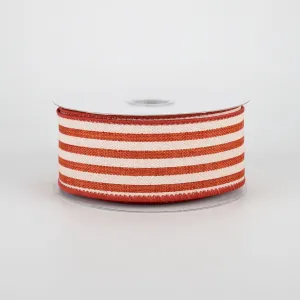 1.5" Cabana Stripes Ribbon: Orange & Ivory (10 Yards)