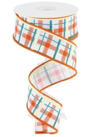 1.5" Printed Plaid on Royal: White (10 Yards)