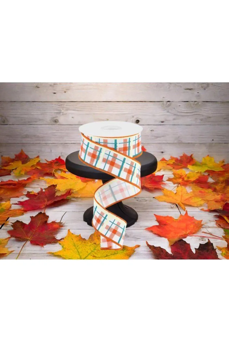 1.5" Printed Plaid on Royal: White (10 Yards)