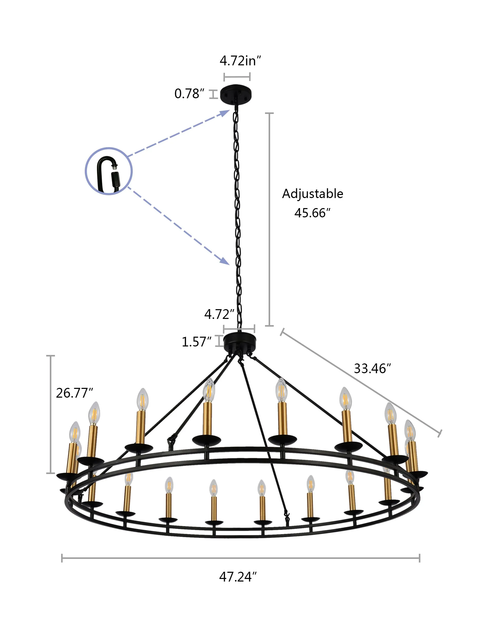 18-Lights Candle Wagon Wheel Chandelier