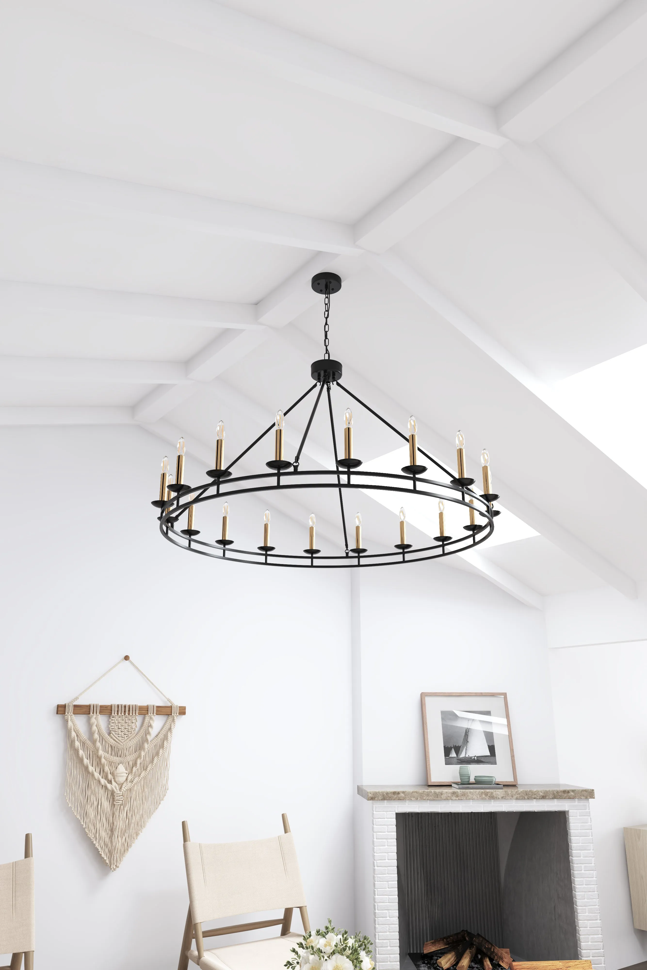18-Lights Candle Wagon Wheel Chandelier
