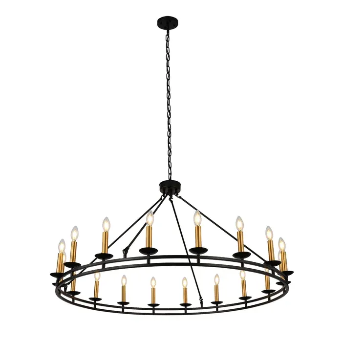 18-Lights Candle Wagon Wheel Chandelier