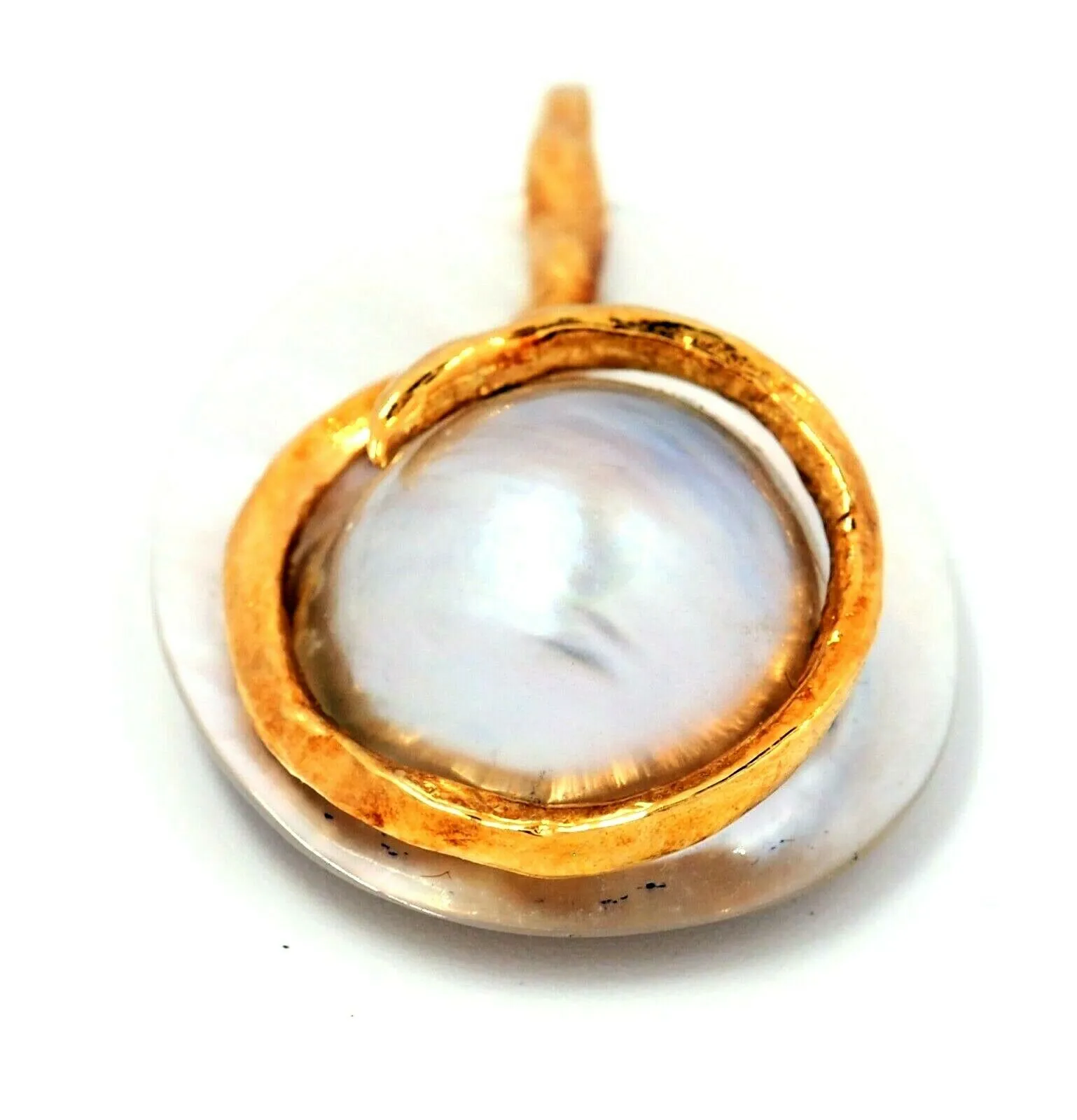 18ct Yellow Gold Mabe Pearl & Pearl Shell Pendant