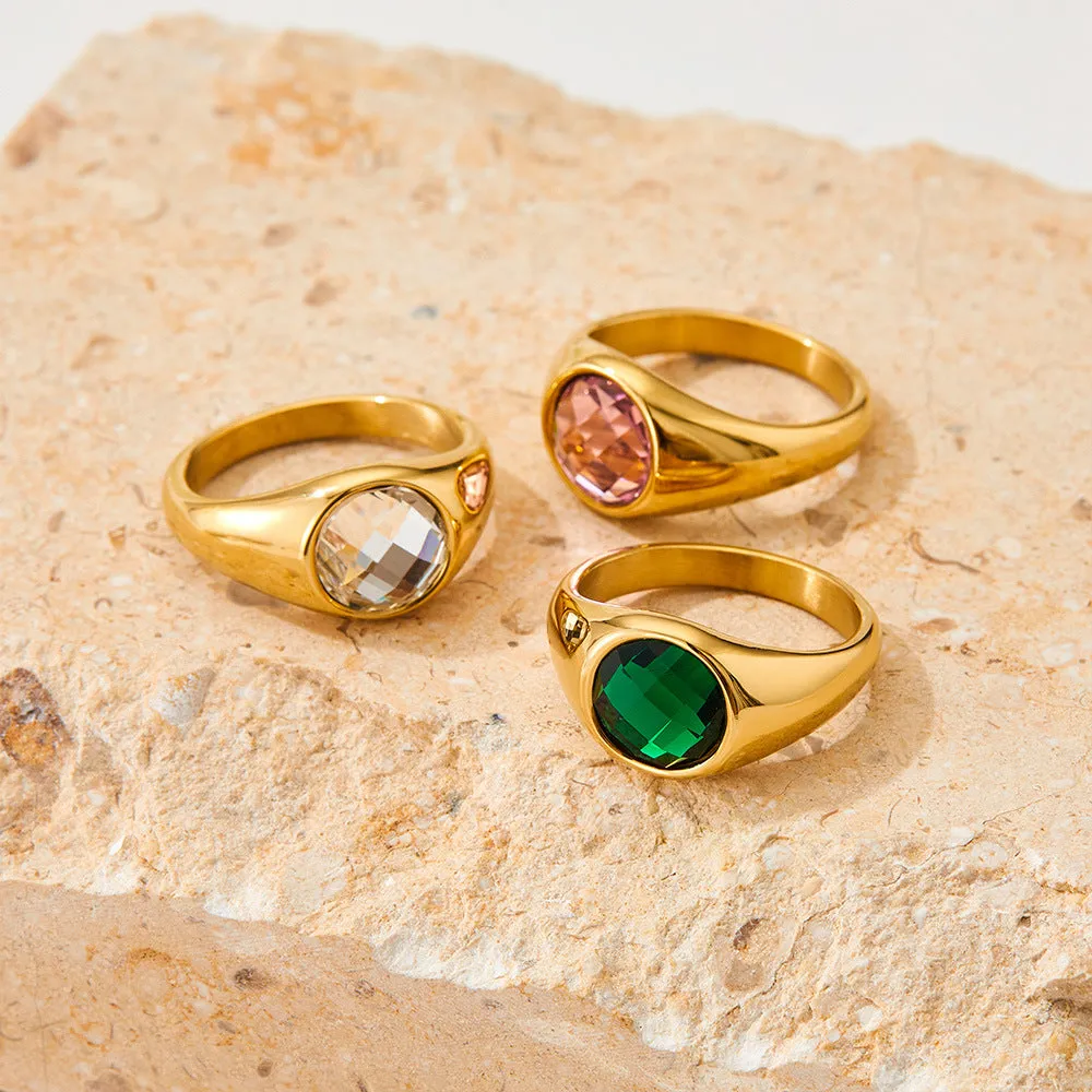 18k gold fashionable simple diamond design versatile ring