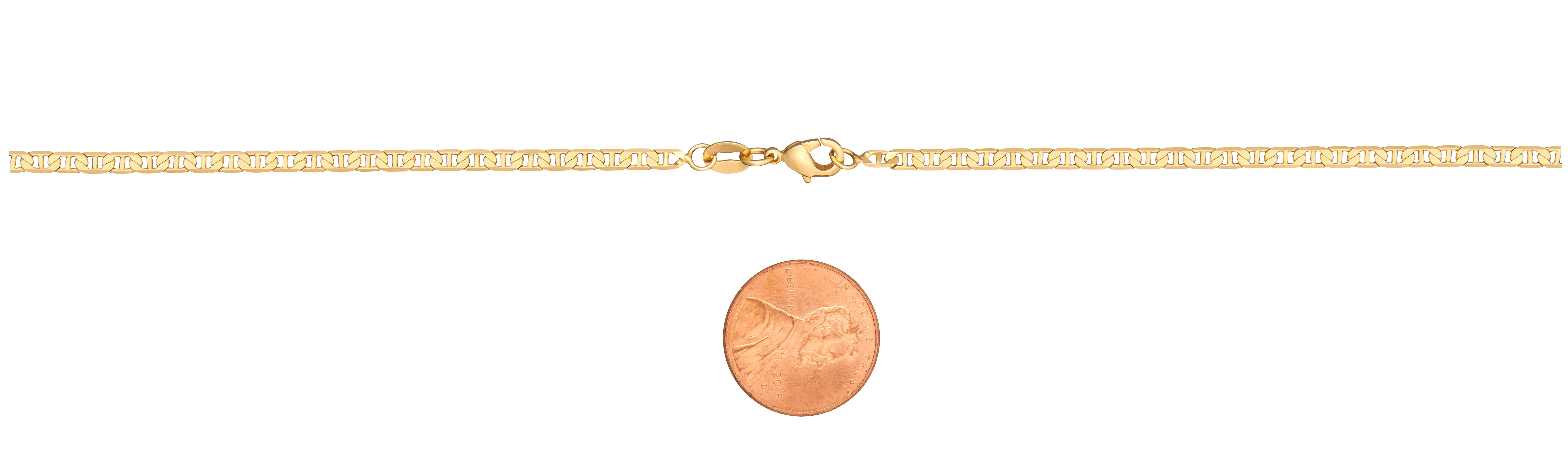 18K Gold Plated 3mm Flat Mariner Necklace