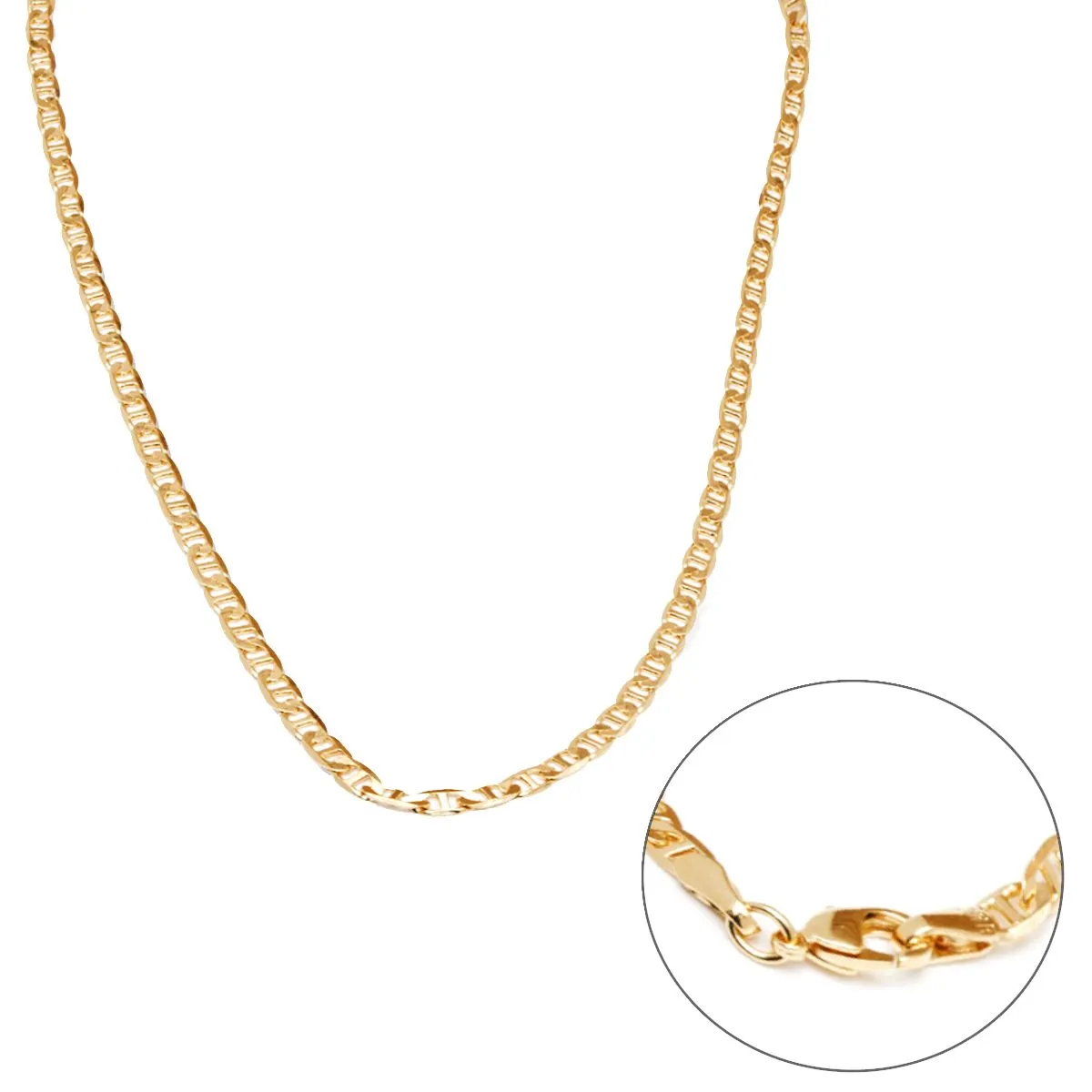 18K Gold Plated 3mm Flat Mariner Necklace