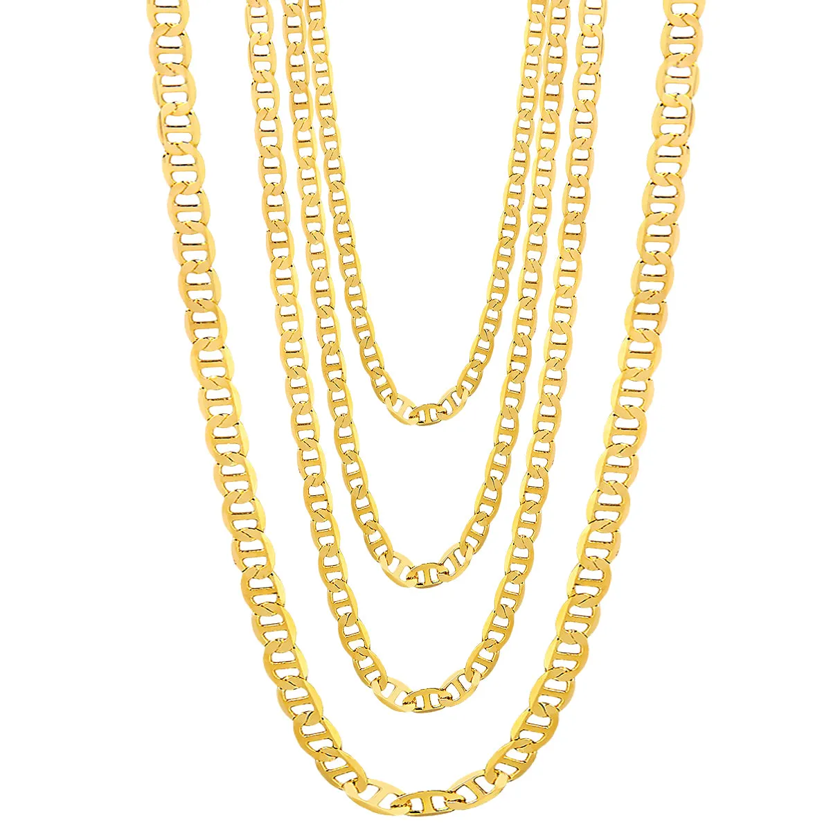 18K Gold Plated 3mm Flat Mariner Necklace