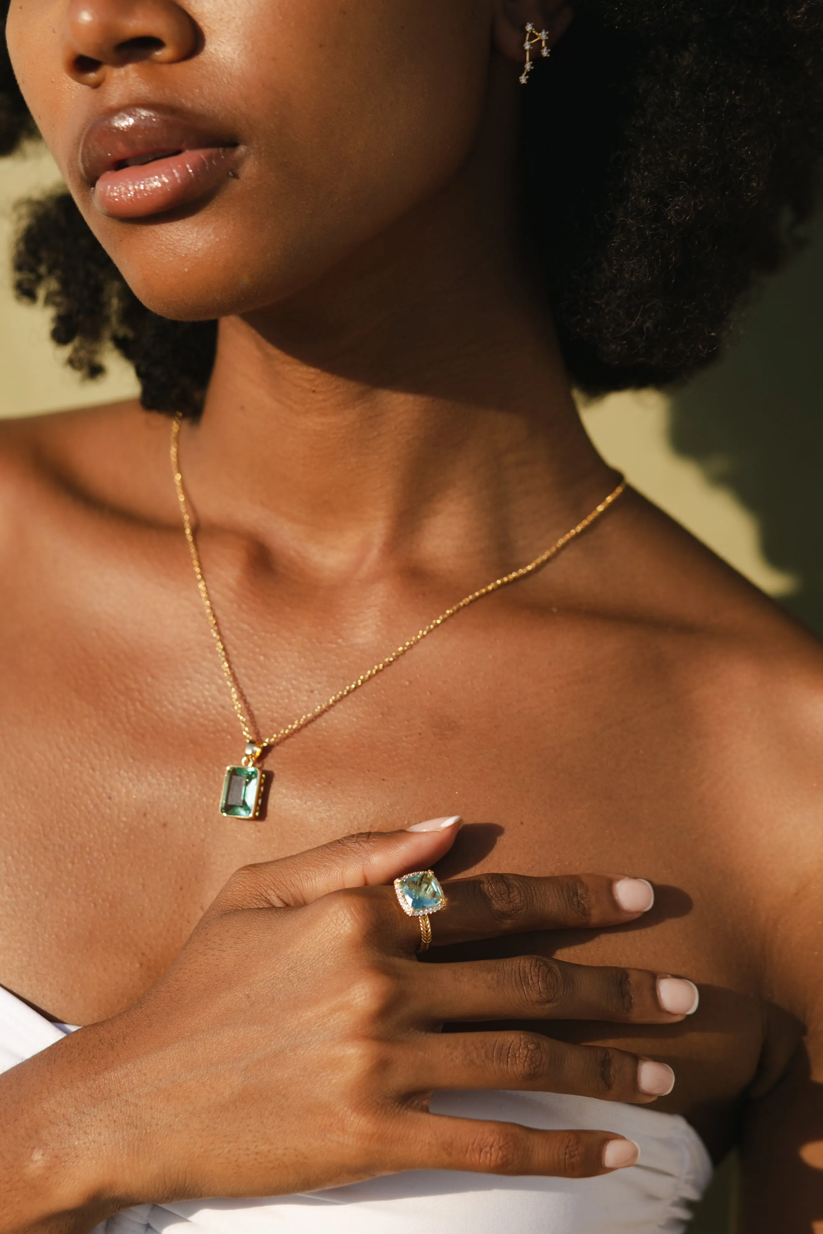 18K Gold Plated Emerald Cut Amethyst Necklace