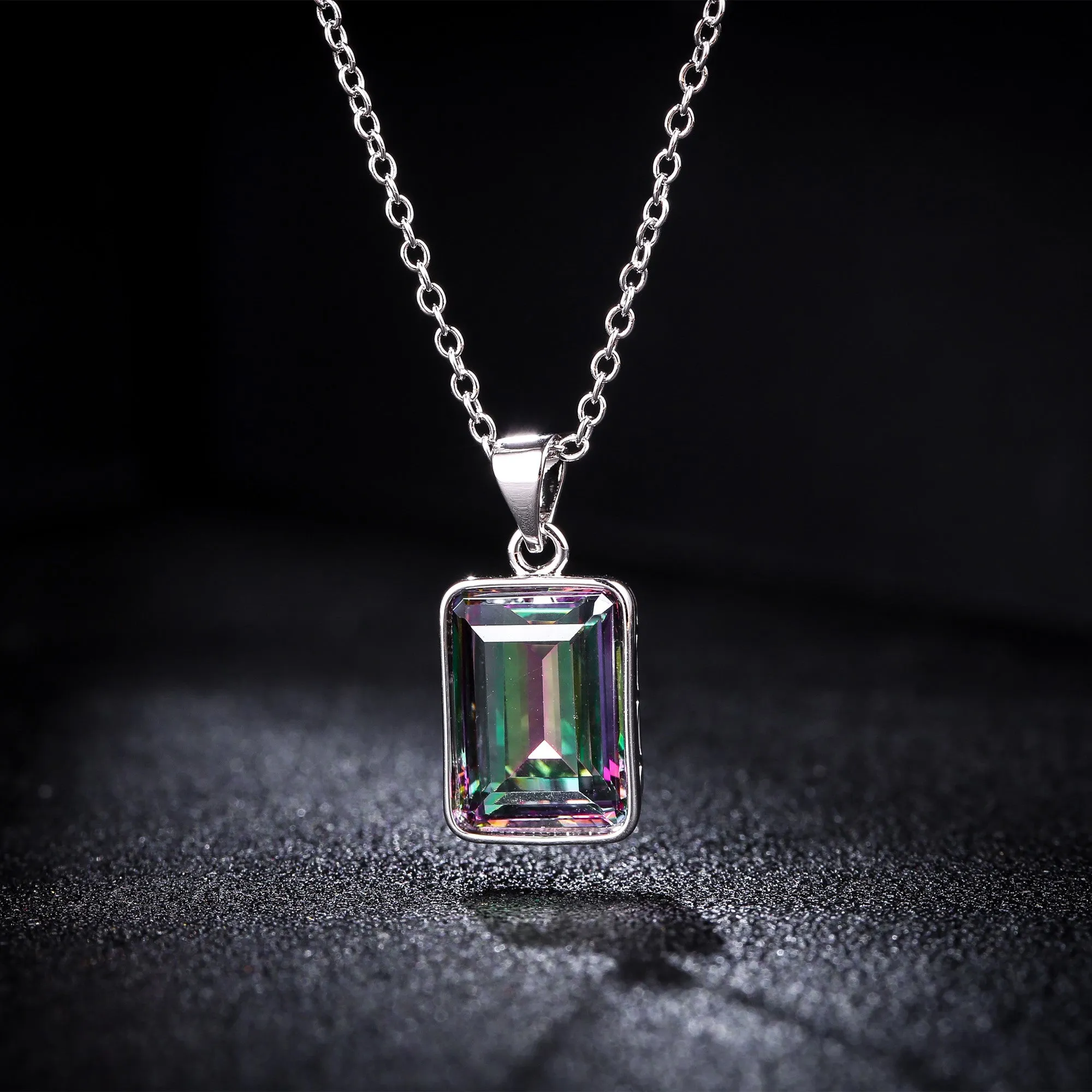 18K Gold Plated Emerald Cut Amethyst Necklace