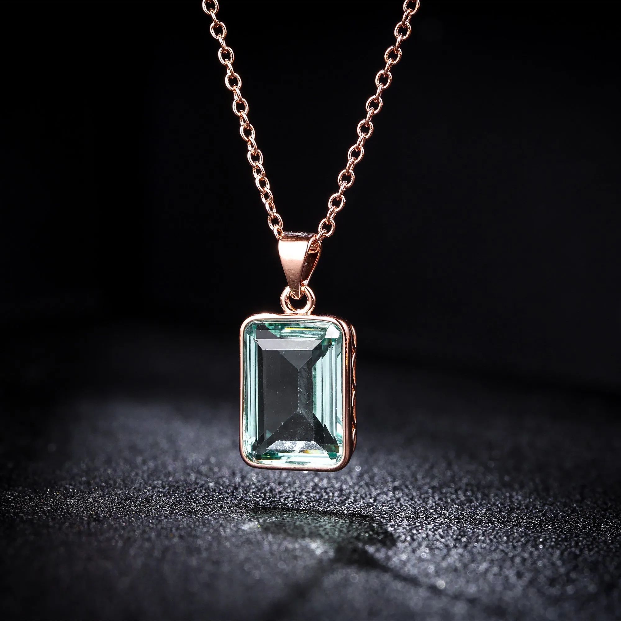 18K Gold Plated Emerald Cut Amethyst Necklace