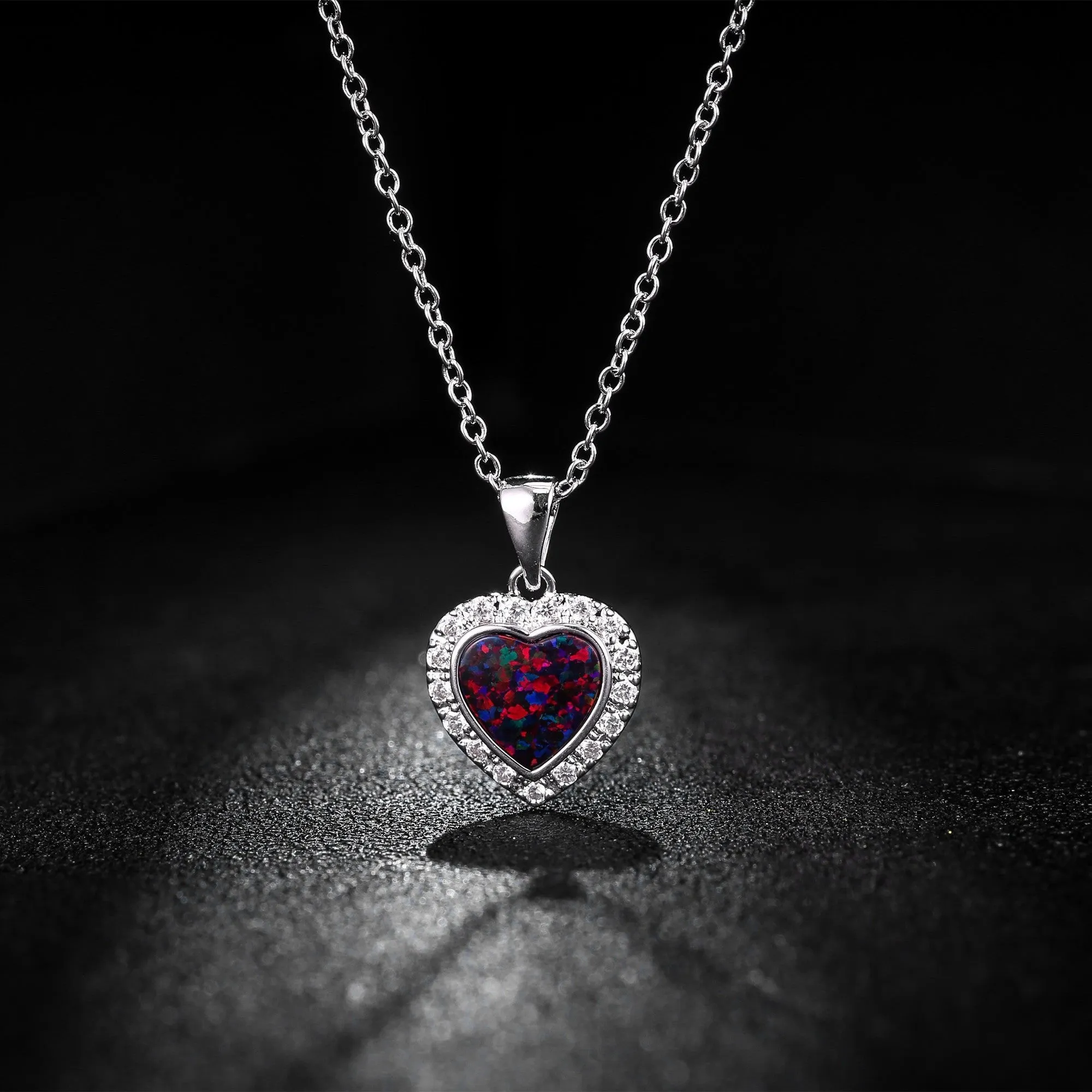 18K White Gold Plated Crystal Heart Necklace