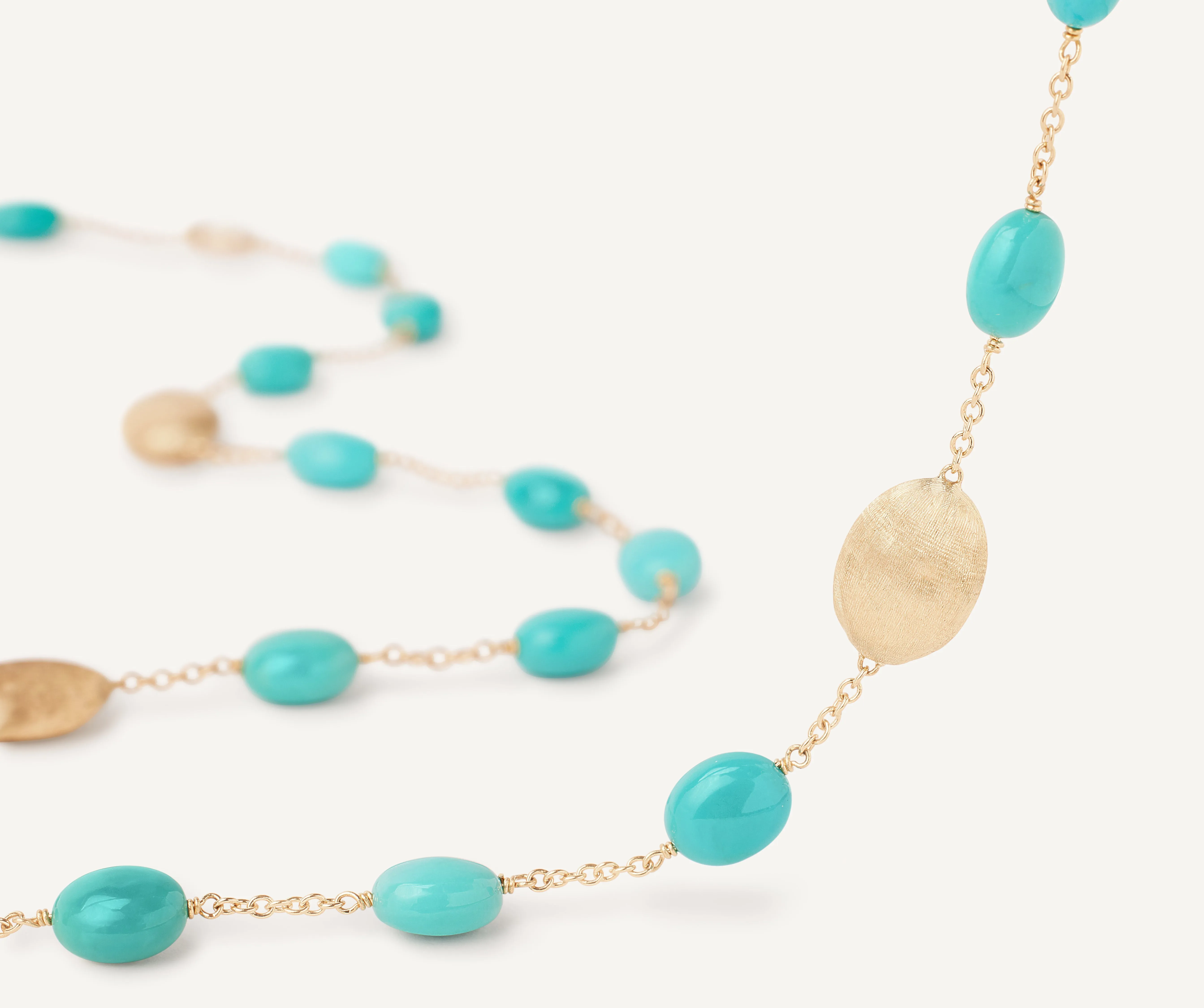 18K Yellow Gold Necklace with Turquoise, Long