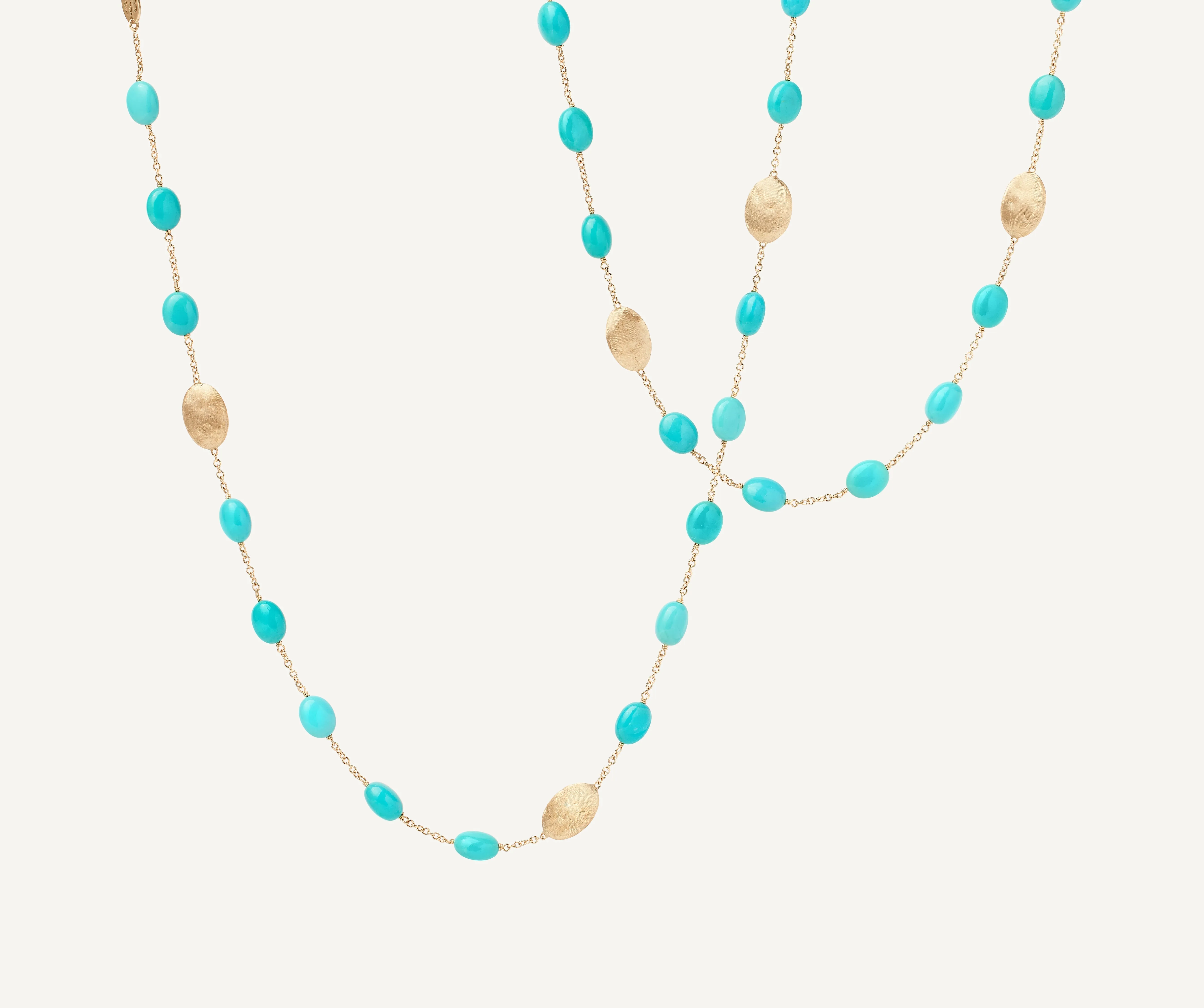 18K Yellow Gold Necklace with Turquoise, Long