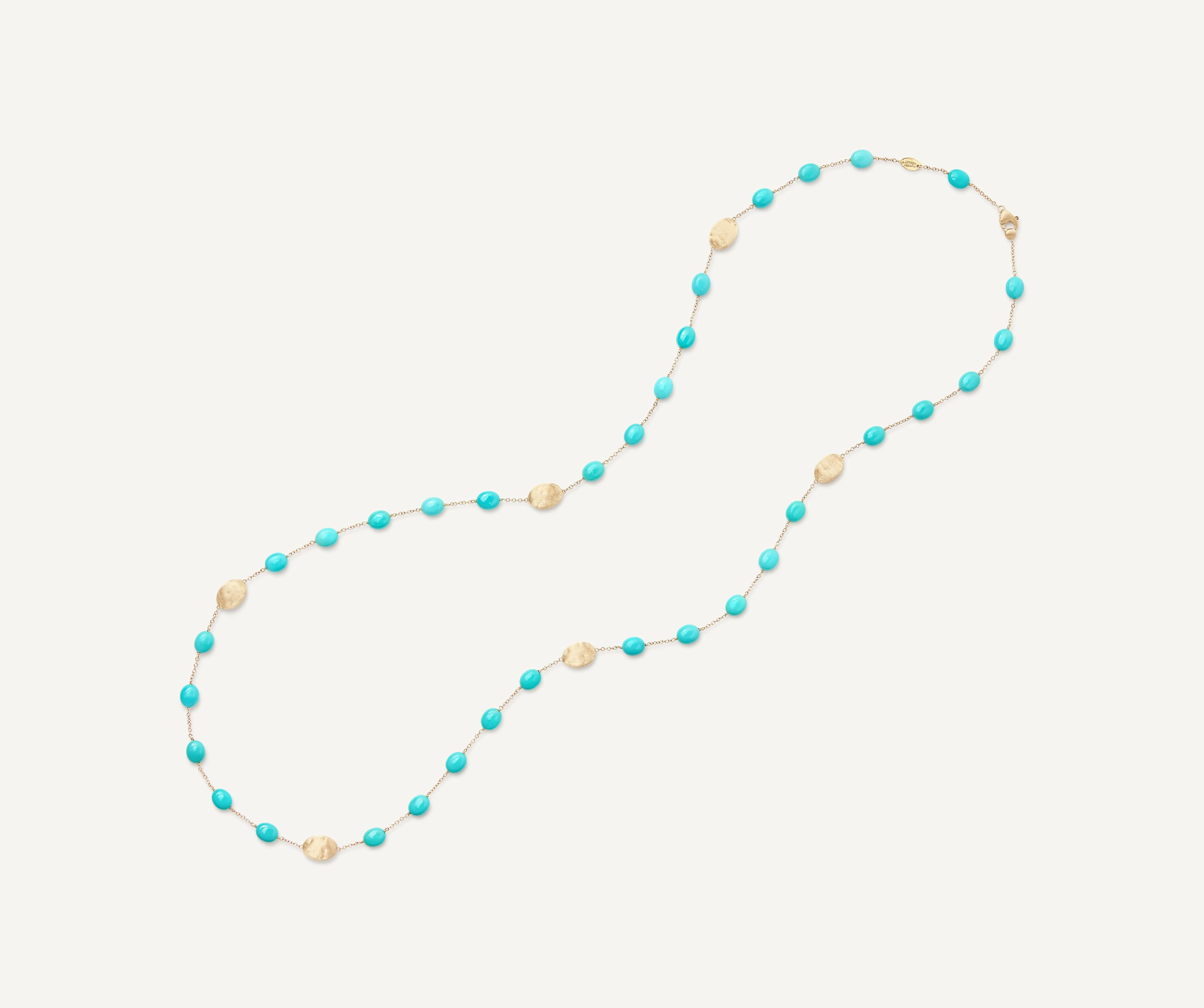 18K Yellow Gold Necklace with Turquoise, Long
