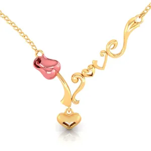 18k Yellow With Heart And Kalka Style Gold Necklace