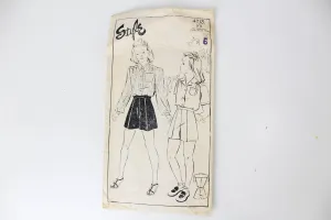 1940s Girls Shorts and Blouse Sewing Pattern Style 4713, Complete, Size 6